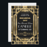 Art Deco Great Gatsby Roaring 20's 30 th Birthday  Einladung<br><div class="desc">Personalisieren Sie diese Vintage Kunst Deko Great Gatsby rauaring 20er Thema 30. Geburtstag Einladung einfach und schnell, einfach drücken Sie die Schaltfläche Anpassen, um den Stil und die Platzierung des Textes weiter zu ordnen und zu formatieren. Mit einem schicken Deko-Rahmen und einem Schwarz/Gold Farbschema. Passende Artikel im Shop erhältlich! c)...</div>