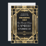 Art Deco Great Gatsby Roaring 20's 30 th Birthday  Einladung<br><div class="desc">Personalisieren Sie diese Vintage Kunst Deko Great Gatsby rauaring 20er Thema 30. Geburtstag Einladung einfach und schnell, einfach drücken Sie die Schaltfläche Anpassen, um den Stil und die Platzierung des Textes weiter zu ordnen und zu formatieren. Mit einem schicken Deko-Rahmen und einem Schwarz/Gold Farbschema. Passende Artikel im Shop erhältlich! c)...</div>