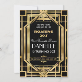 Art Deco Great Gatsby Roaring 20's 30 th Birthday  Einladung