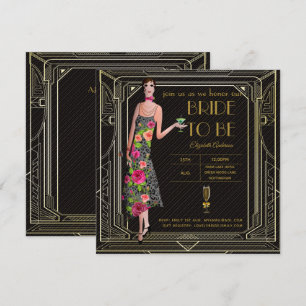 Art Deco Great Gatsby Roaring 20s Brautjungfernpar Einladung