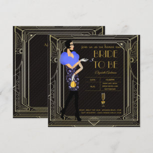 Art Deco Great Gatsby Roaring 20s Brautjungfernpar Einladung