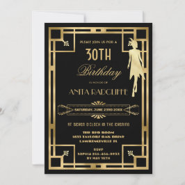 Art Deco Great Gatsby Roaring 20s Geburtstag JEDES Einladung