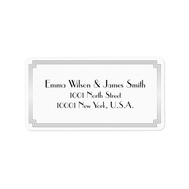 Art Deco Great Gatsby Silver White Address Labels Adressaufkleber (Vorne)