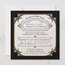 Art Deco Great Gatsby Style Typografie in Lace Gol Einladung