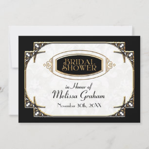 Art Deco Great Gatsby Style Typografie in Lace Gol Einladung
