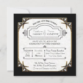 Art Deco Great Gatsby Style Typografie in Lace Gol Einladung