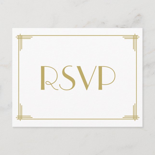 Art Deco Great Gatsby Wedding RSVP Postkarten (Vorderseite)