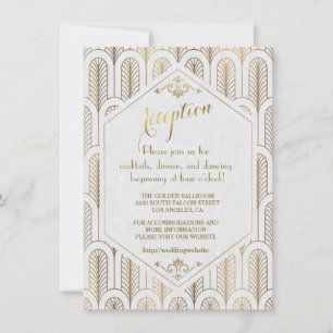 Art Deco Great Gatsby Weißgold-Empfang Einladung