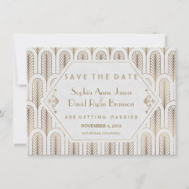 Art Deco Great Gatsby White Gold Save the Date