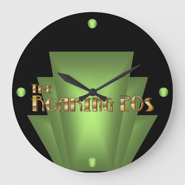 Art Deco Green Große Wanduhr (Vorderseite)