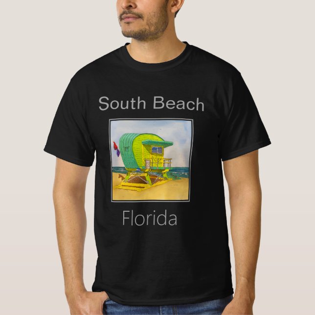 Art Deco Green Lifeguard Tower South Beach T-Shirt (Vorderseite)