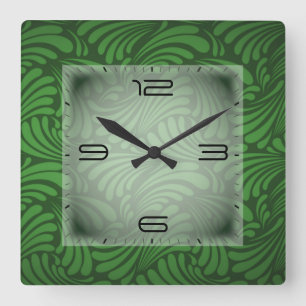 Art Deco Green Quadratische Wanduhr