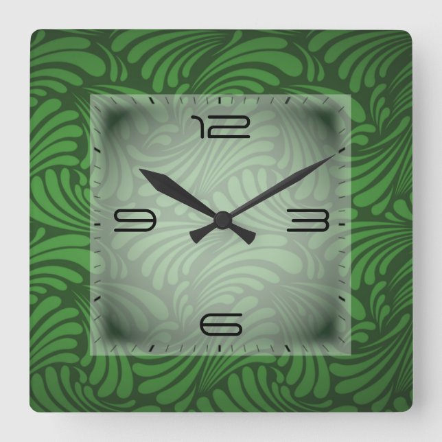 Art Deco Green Quadratische Wanduhr (Vorderseite)