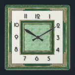 Art Deco Green Quadratische Wanduhr<br><div class="desc">Great clock design. You will love it like others. Be free to use this design for other product you like or to customize and add yoru text. Follow me for more. Thank you. Have a nice day.</div>