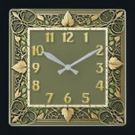 Art Deco Green  Quadratische Wanduhr<br><div class="desc">Great clock design. You will love it like others. Be free to use this design for other product you like or to customize and add your text. Follow me for more. Thank you. Have a nice day.</div>