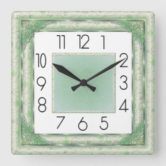 Art Deco Green Quadratische Wanduhr