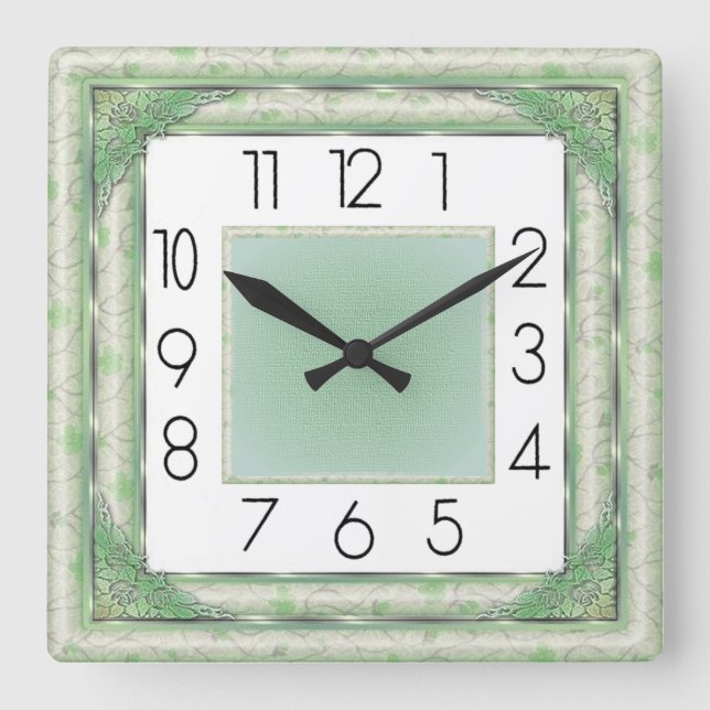 Art Deco Green Quadratische Wanduhr (Vorderseite)