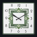 Art Deco Green Quadratische Wanduhr<br><div class="desc">Großartiges Uhrendesign. Du wirst es wie andere Liebe bekommen. Sie können dieses Design auch für andere Produkte verwenden,  die Sie mögen,  oder Ihren Text anpassen und hinzufügen. Folgen Sie mir für mehr. Vielen Dank. Ich wünsche Ihnen einen schönen Tag.</div>