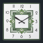 Art Deco Green Quadratische Wanduhr<br><div class="desc">Großartiges Uhrendesign. Du wirst es wie andere Liebe bekommen. Sie können dieses Design auch für andere Produkte verwenden,  die Sie mögen,  oder Ihren Text anpassen und hinzufügen. Folgen Sie mir für mehr. Vielen Dank. Ich wünsche Ihnen einen schönen Tag.</div>