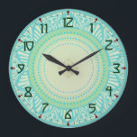 Art Deco Große Wanduhr<br><div class="desc">In cool blues and greens with an art deco design,  this clock will give you a touch of South Beach in your own home.</div>