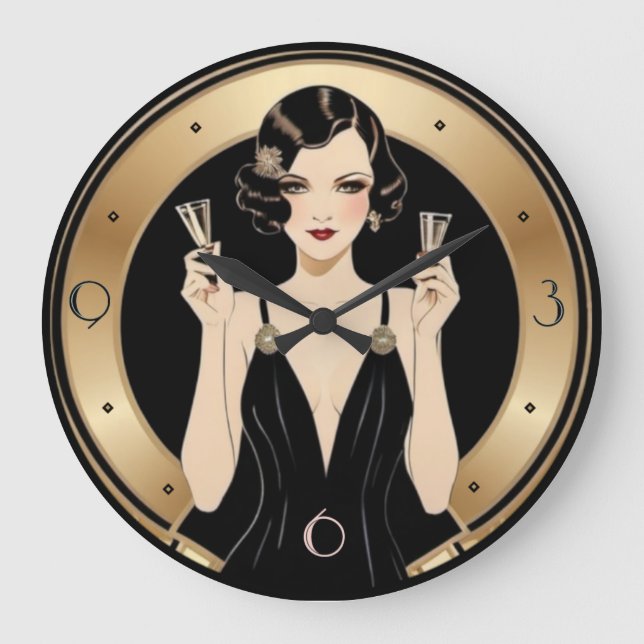 Art Deco Große Wanduhr (Vorderseite)