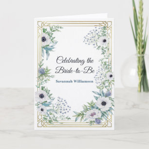 Art Deco Grün Blau Botanisch Brautparty Karte