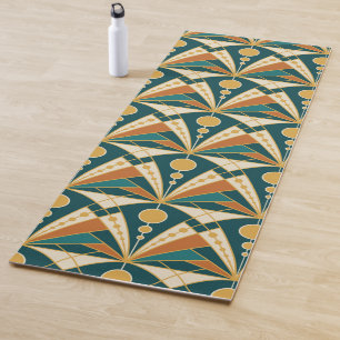 Art Deco (grün, rostig und gold) Yogamatte