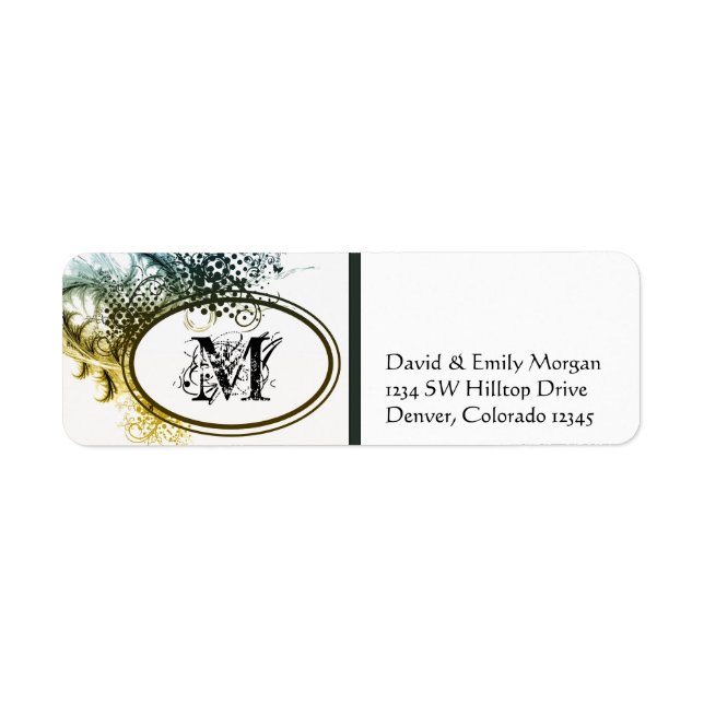 Art Deco Grunge Monogram Address Labels (Vorne)
