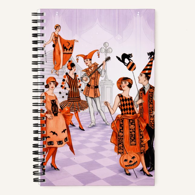 Art Deco Halloween Illustration – Vintage 1920s Notizbuch (Vorderseite)