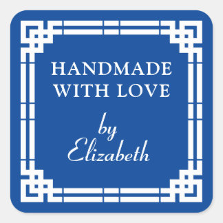 Art Deco Handmade mit Liebe Quadratischer Aufkleber
