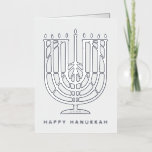 Art Deco Hanukkiah Menorah Happy Hanukkah<br><div class="desc">Wunschfreunde und Familie "Happy Hanukkah" mit diesem Deko inspiriert hanukkiah,  mit bearbeitbaren Farben sowohl der Menorah und der Hintergrund. Foto optional innen.</div>