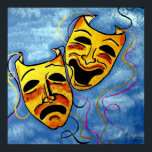 ART DECO HAPPY AND SAD POSTER<br><div class="desc">KUNST DECO GLÜCKLICH UND SAGTE ACRYLIC MALTER GOLD UND BLAU,  INTENSE FARBEN AUF DER LEINWAND GROSS FÜR DAS WOHNZIMMER.</div>