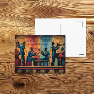 Art Deco Harlem Renaissance Jazzband Kunst Postkarte
