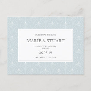 Art Deco Hellblau Save-the-Date-Postkarte Einladungspostkarte