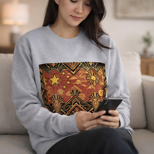 Art Deco Heritage Flag | China | Vintage Sweatshirt (Lifestyle Shot)