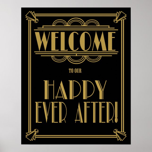 Art Deco herzlich willkommen zu unserem glückliche Poster (Vorne)