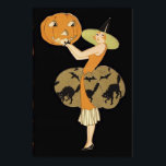 Art Deco Hexe Kürbislaterne Pumpkin Black Cat Poster<br><div class="desc">Vintager Halloween-Print</div>