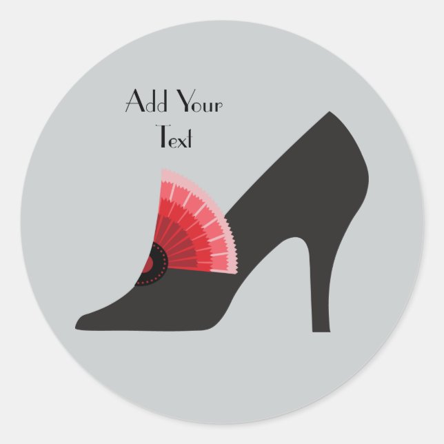 Art Deco High Heel Sticker in Rot & Schwarz (Vorderseite)
