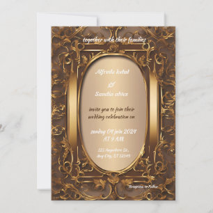 Art Deco Hochzeit Diamant braun und Goldfolie    I Einladung