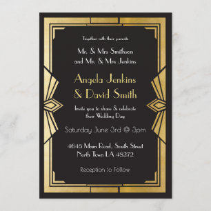 Art Deco Hochzeit Einladung 1920er Black & Gold