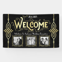 Art Deco Hochzeit Empfang Gold Schwarz Willkommen