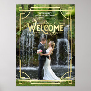 Art Deco Hochzeit Empfang Ihres Fotos Begrüßungsze Poster
