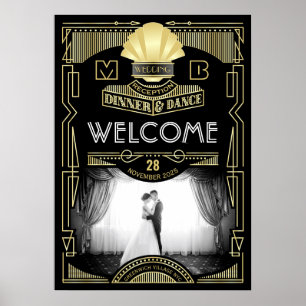 Art Deco Hochzeit Empfang Ihres Fotos Begrüßungsze Poster