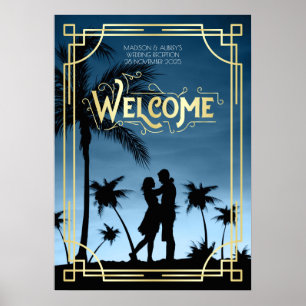 Art Deco Hochzeit Empfang Ihres Fotos Begrüßungsze Poster