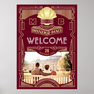 Art Deco Hochzeit Empfang Ihres Fotos Begrüßungsze Poster