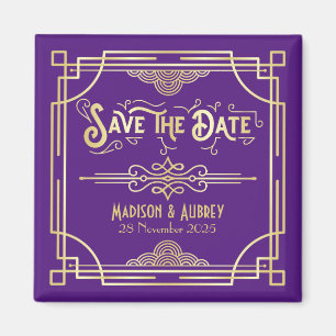 Art Déco Hochzeit Lila Gold Magnet