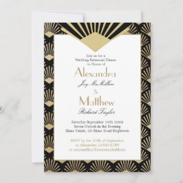 Art Deco Hochzeit Probe Dinner Black Gold Einladung