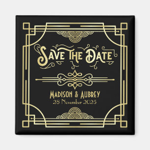 Art Déco Hochzeit Stilvolle Goldmedaille Magnet