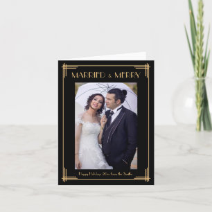Art Deco Hochzeit und Frohe Weihnachten Notizkarte