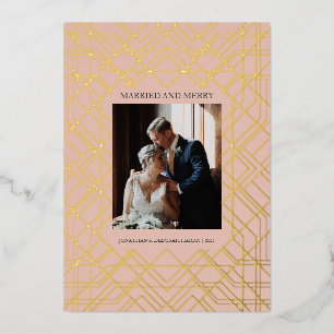 Art Deco Hochzeit und Frohe Weihnachtskarte mit Fo Folien Feiertagskarte